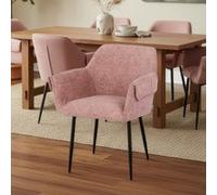 Home Deluxe Sedia da pranzo in ciniglia CHENO - set di 2 rosa