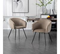 Home Deluxe Sedia da pranzo in velluto con braccioli ARIA - Set di 6 Beige 4058166278357