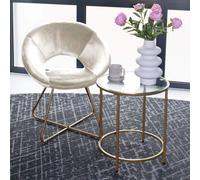 Home Deluxe Sedia in velluto con tavolino SELESA - Beige 4058166255099