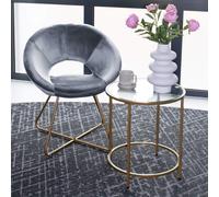 Home Deluxe Sedia in velluto con tavolino SELESA - Grigio 4058166255068