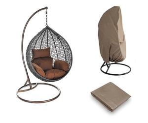 Home Deluxe Sedia pensile 'CIELO' -Versione: in opertura antipioggia- Resistente alle intemperie, Materiale: Poly Rattan I Poltrona sospesa , Poltrona a dondolo, Sedia a dondolo