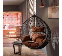 Home Deluxe Sedia sospesa in polyrattan CIELO - grigio/marrone solo cestino 4058166009685