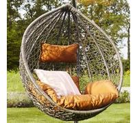 Home Deluxe Sedia sospesa in polyrattan CIELO - grigio/marrone solo cuscini