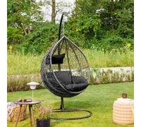 Home Deluxe Sedia sospesa in polyrattan con struttura CIELO - Nero