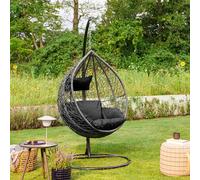 Home Deluxe Sedia sospesa in polyrattan con struttura CIELO - Nero 4058166267016