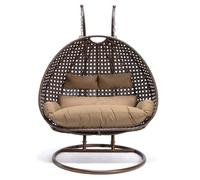 Home Deluxe, Sedia sospesa in polyrattan. Cuscino per seduta e schienale (marrone)