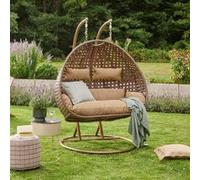 Home Deluxe Sedia sospesa TWIN in polyrattan - marrone per 2 persone