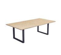 Home Deluxe - Set tavolo da pranzo AVENCIA con 6 sedie Amara Beige - Colore: Fishbone Oak Dimensioni: 240 x 76 x 120 cm, piede U I Gruppo da pranzo allungabile Tavolo da pranzo mobili