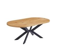 Home Deluxe - Set tavolo da pranzo AVENTI con 6 sedie NODA Grigio/Marrone - Colore: Oak chiaro, dimensioni: 160 x 76 x 100 cm, piede a stella, ovale, tavolo allungabile