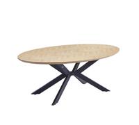 Home Deluxe - Set tavolo da pranzo AVENTIS con 6 sedie Amara nero - Colore: Fishbone Oak Dimensioni: 200 x 76 x 100 cm, base a stella, ovale, tavolo allungabile per sala da pranzo
