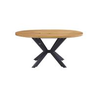Home Deluxe - Set tavolo da pranzo Aventura con 4 sedie Amara Beige - Colore: rovere chiaro, dimensioni: 120 - 160 x 76 x 100 cm, piede a stella, rotondo, allungabile, tavolo da pranzo allungabile