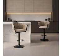 Home Deluxe Sgabello da bar intrecciato regolabile in altezza SAMIR - set da 6 Beige 4058166435743