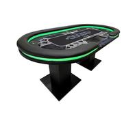 Home Deluxe - Tavolo da poker Flush - con valigetta da poker, con illuminazione a LED e porta bevande, fino a 9 persone, tavolo da gioco da poker