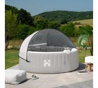 Home Deluxe Vasca idromassaggio da esterno con cuscini, portabicchieri e tettuccio parasole SPLASH - Ø208 cm 6 persone Grigio