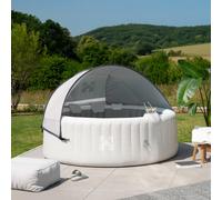 Home Deluxe Vasca idromassaggio da esterno con cuscini, portabicchieri e tettuccio parasole SPLASH - Ø208 cm 6 persone Calcestruzzo 4058166273185