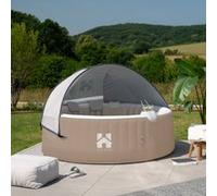 HOME DELUXE - Whirlpool Outdoor - Splash + cuscino, portabibite e tettuccio parasole - Colore: beige - diametro 208 cm, 130 ugelli - con copertura, kit di riparazione, set filtro | Jacuzzi esterno spa