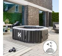 Home Deluxe Vasca idromassaggio da esterno DROP in uscino, portabicchieri e tettuccio parasole - ⌀185 cm nero 4058166272935