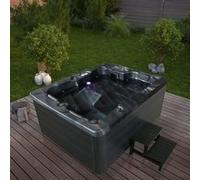 Home Deluxe Vasca idromassaggio da esterno MARMO NERO - Con gradini e copertura termica