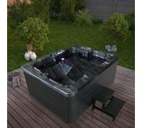 Home Deluxe Vasca idromassaggio da esterno MARMO NERO - Con gradini e copertura termica 4058166099525
