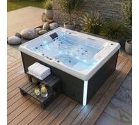 Home Deluxe Vasca idromassaggio esterna con gradini e copertura termica STREAM 211 x 156 cm per 3 persone