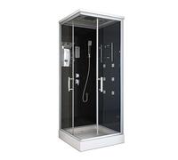 HOME DELUXE - Wave M Doccia Completa Nera 90 x 90 - con Radio, Soffione a Pioggia e Accessori I Doccia Pronta