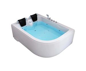 HOME DELUXE - Whirlpool - BLUE OCEAN XL dritto, bianco, dimensioni: 180 x 120 x 65 cm - con cuscino per la nuca, rubinetteria e pompa acqua I Whirlpool per 2 persone, interno SPA, vasca da bagno