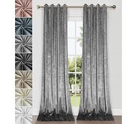 Home Direct Coppia di tende in velluto riccio, con occhielli, tenda, non foderate, 2 pannelli, 140 x 240cm Grigio scuro
