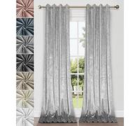 Home Direct Coppia di tende in velluto riccio, con occhielli, tenda, non foderate, 2 pannelli, 140 x 245cm Argento, grigio chiaro