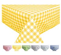 Home Direct Tovaglia in Tela Cerata plastificata Rettangolare 140 x 200cm a Quadri Quadretti Giallo