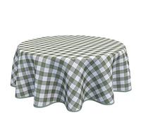Home Direct Tovaglia rotonda in tela cerata in PVC, facile da pulire, a quadretti, 160 cm, verde salvia