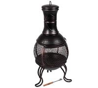 Home Discount Acciaio braciere da Giardino, terrazza Grill Camino, Chimnea Nero & Oro Antico