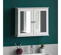 Home Discount - Armadietto da parete Milano, doppia anta a specchio, bianco. Ideale per il bagno