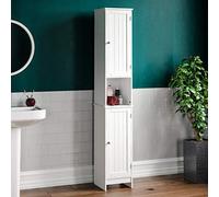 Home Discount - Priano, mobiletto da Bagno ad Armadio, in Legno, Colore: Bianco