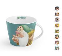 Home Disney Hashtag Set 12 Tazze da Tè in Porcellana - 270cc, Collezione Sette Nani, Tazze Colorate e Allegre, Multicolore