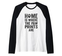 Home Dove Le Stampe Di Paw Are. Vintage Pet. Maglia con Maniche Raglan