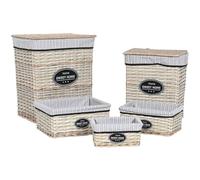 Cesto per i Panni Sporchi Home ESPRIT Bianco Marrone Nero Grigio Naturale vim