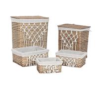 Home ESPRIT Cesto per la biancheria sporco bianco naturale vimini shabby chic 47 x 35 x 55 cm 5 pezzi