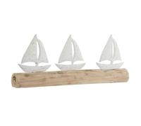 Home ESPRIT Figura Decorativa Bianca Naturale Barche a Vela Mediterraneo 62 x 8,5 x 25,5 cm