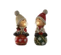 Home ESPRIT Ornamento Natalizio Bianco Rosso Verde 20,5 x 23 x 51 cm (2 Pezzi)