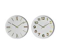 Home ESPRIT Orologio da parete bianco oro PVC 30 x 4 x 30 cm (2 pezzi)