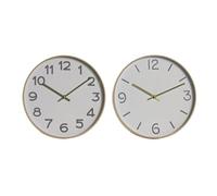 Home ESPRIT Orologio da parete bianco oro PVC 30 x 4 x 30 cm (2 pezzi)