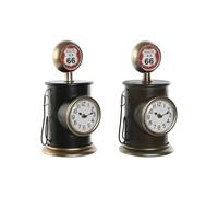 Home ESPRIT Orologio da tavolo nero oro metallo polipropilene vintage 17 x 18 x 34,5 cm (2 pezzi)