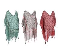 Home ESPRIT Pareo Rosso Verde Corallo (3 Pezzi)