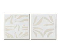 Home ESPRIT Quadro Bianco Beige Astratto Scandinavo 83 x 4,5 x 83 cm (2 Pezzi)