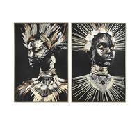 Home ESPRIT Quadro coloniale Africano 80 x 3,5 x 120 cm (2 Pezzi)