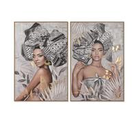 Home ESPRIT Quadro coloniale africano 80 x 3,5 x 120 cm (2 pezzi)