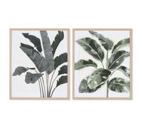 Home ESPRIT Quadro foglia di pianta scandinava 52,8 x 2,5 x 62,8 cm (2 pezzi)