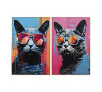 Home ESPRIT Quadro Moderno Gatto 80 x 3 x 120 cm (2 Pezzi)