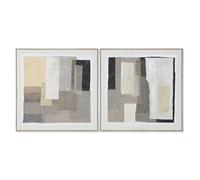 Home ESPRIT Quadro Nero Beige Astratto Urbano 82 x 3,8 x 82 cm (2 pezzi)