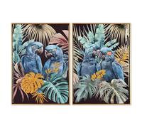 Home ESPRIT Quadro Pappagallo Tropicale Laccato 50 x 3,5 x 70 cm (2 Pezzi)